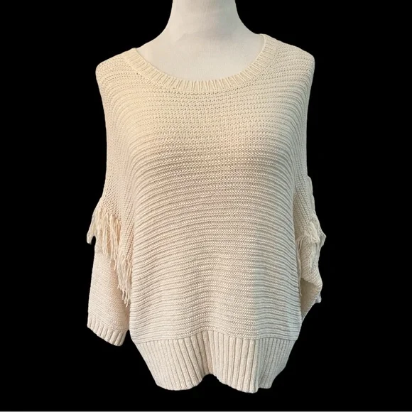 REBECCA MINKOFF IVORY COTTON BLEND SWEATER SIZE LARGE